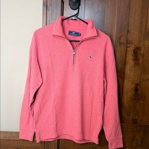 Men's Vineyard Vines Coral Quarter Zip Sweater